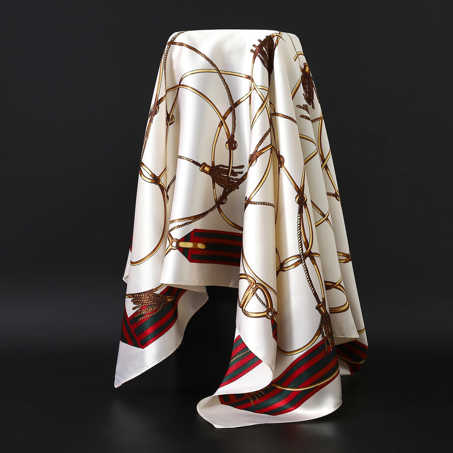 Luxury Brand Silk Scarf – Fashion Satin Foulard Shawl with Leopard Print, 90x90cm Square – Versatile Headscarf, Bandana and Pareo for Women