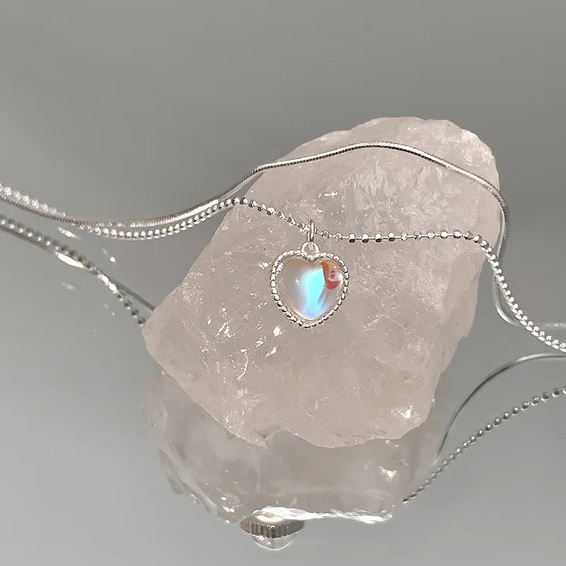 Korean Charm – Double Layer Heart & Lucky Bean Necklace