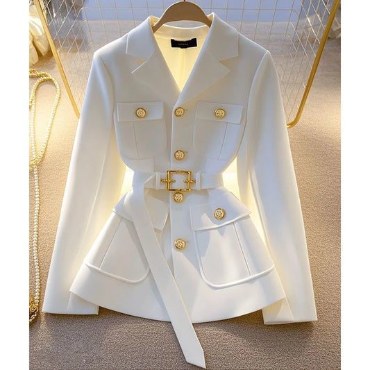 Women’s Blazer Coat 2025 Autumn Collection – Long Sleeve, Casual Single-Breasted Design – Elegant Office Suit Jacket and Outerwear for Ladies