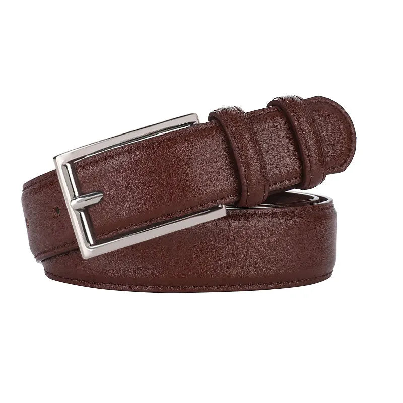 Luxury Genuine Leather Wide Belt for Women – Simple Fashion Accessory with Gold Buckle, 2.8cm Wide Brown Cowhide Belt, Perfect to Match Jeans