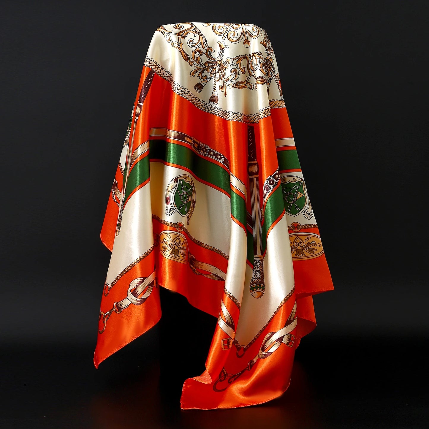 Luxury Brand Silk Scarf – Fashion Satin Foulard Shawl with Leopard Print, 90x90cm Square – Versatile Headscarf, Bandana and Pareo for Women