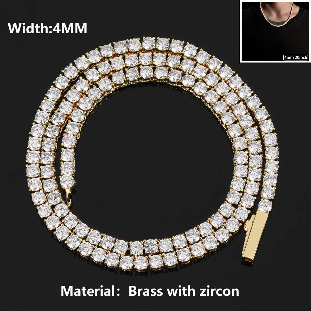 Bling Luxe – 18K Gold Plated Iced Out Tennis Chain with Custom Logo