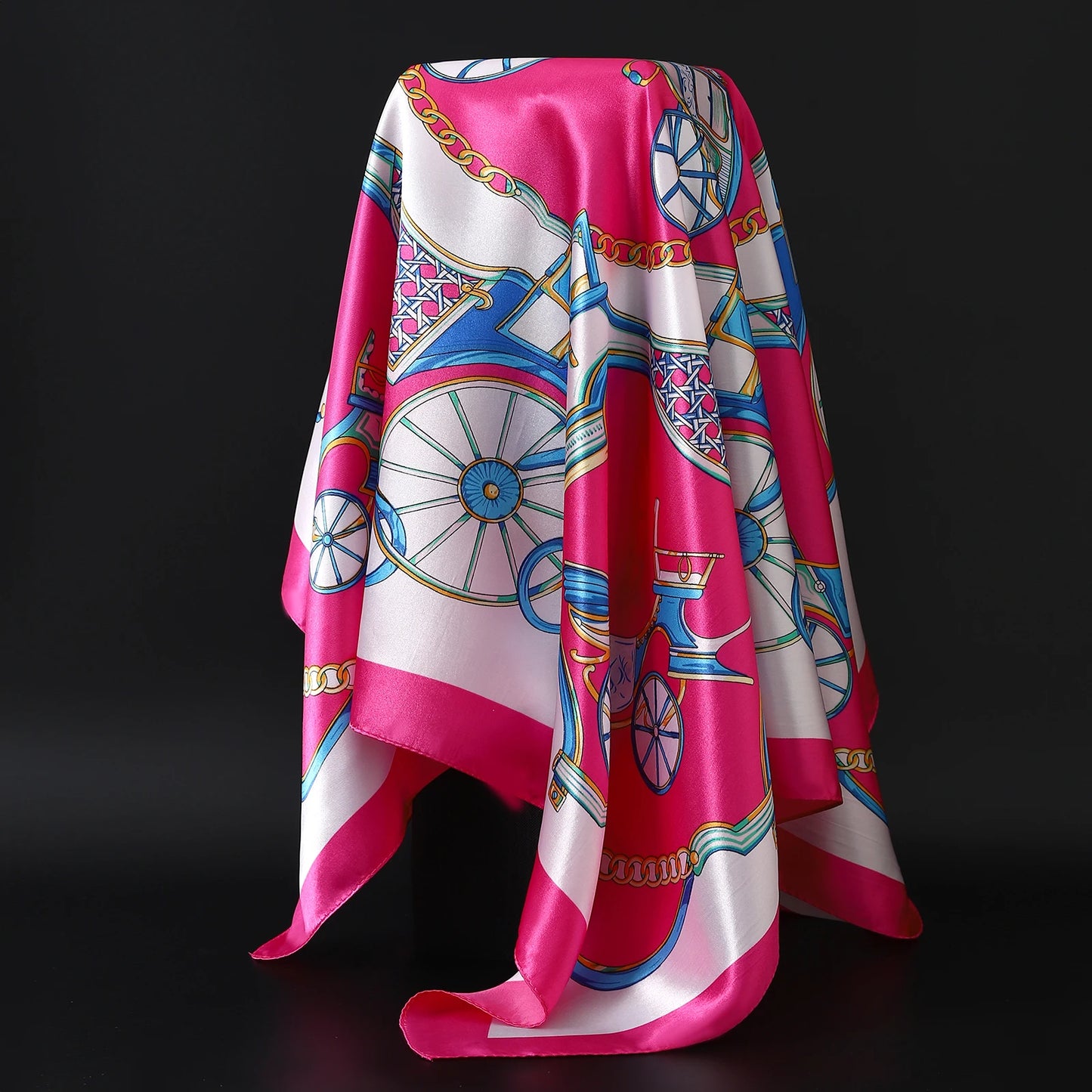 Luxury Brand Silk Scarf – Fashion Satin Foulard Shawl with Leopard Print, 90x90cm Square – Versatile Headscarf, Bandana and Pareo for Women