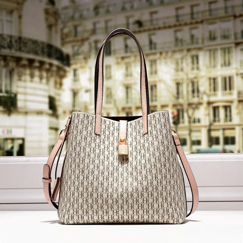 CH Premium Leather Crossbody Tote – Elegant & Spacious Daily Bag for Modern Women | Letter Print Design | Versatile & Stylish