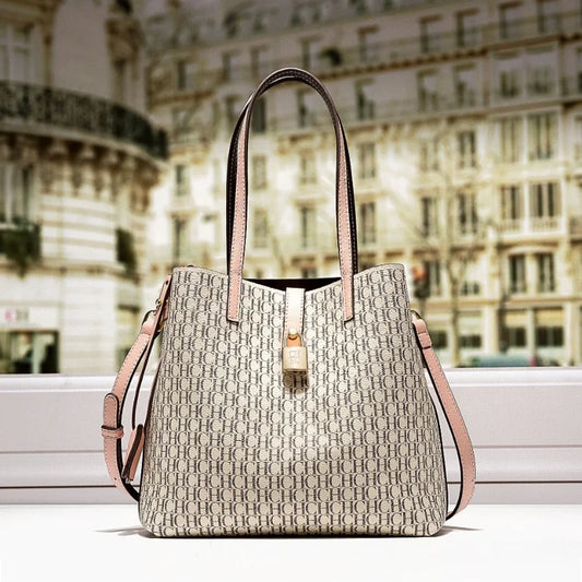 CH Premium Leather Crossbody Tote – Elegant & Spacious Daily Bag for Modern Women | Letter Print Design | Versatile & Stylish