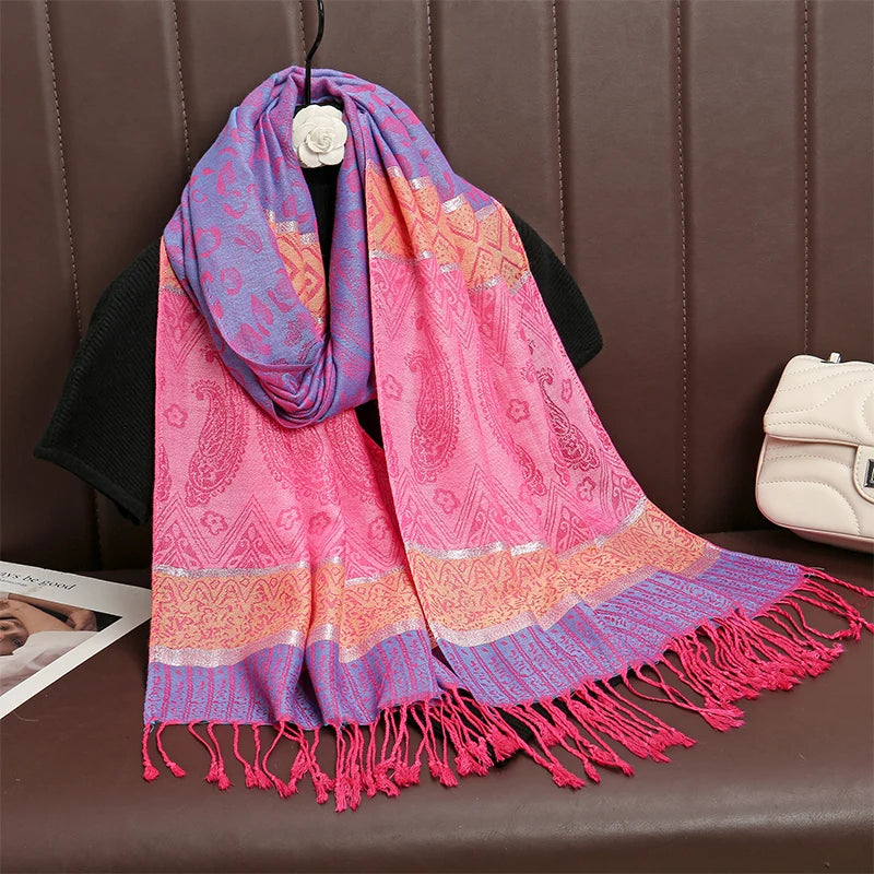Luxury Thick Cashmere Scarf for Women 2024 – Elegant Printed Wraps & Pashmina Ponchos. Cozy Travel Blanket Shawl, Perfect for Winter Warmth. Stylish and Soft Female Stoles.