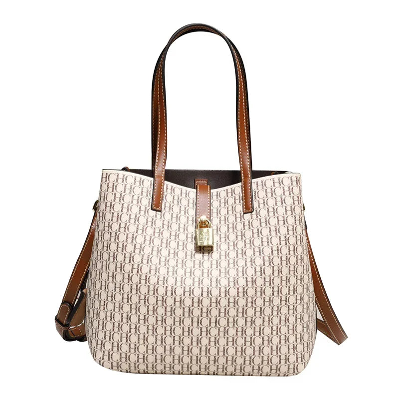 CH Premium Leather Crossbody Tote – Elegant & Spacious Daily Bag for Modern Women | Letter Print Design | Versatile & Stylish
