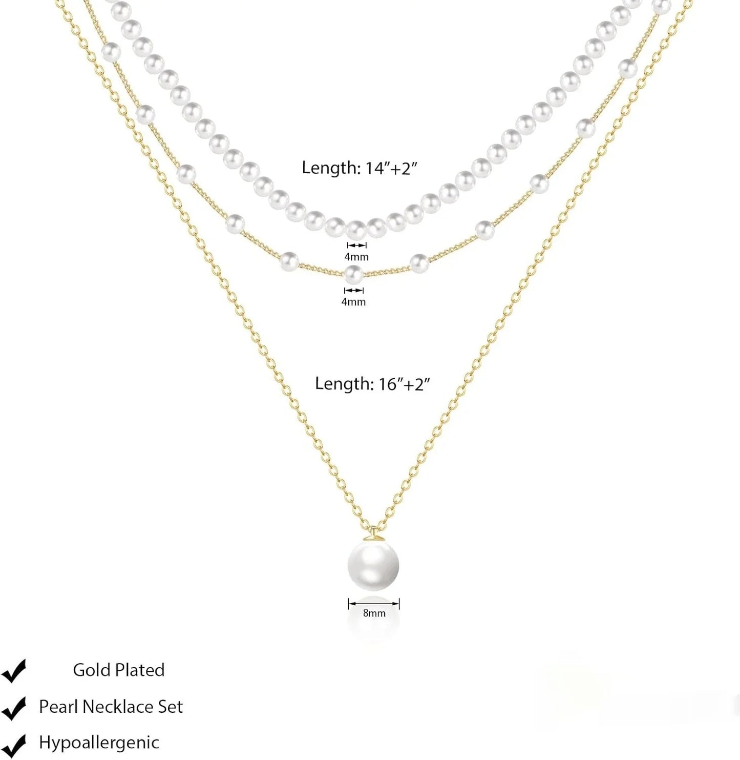 Trendy Gold-Plated Pearl Necklace for Women – Elegant Layered Choker, Dainty Wedding & Anniversary Jewelry Gift