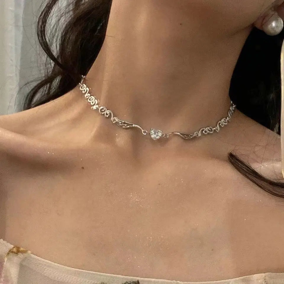 Korean Charm – Double Layer Heart & Lucky Bean Necklace