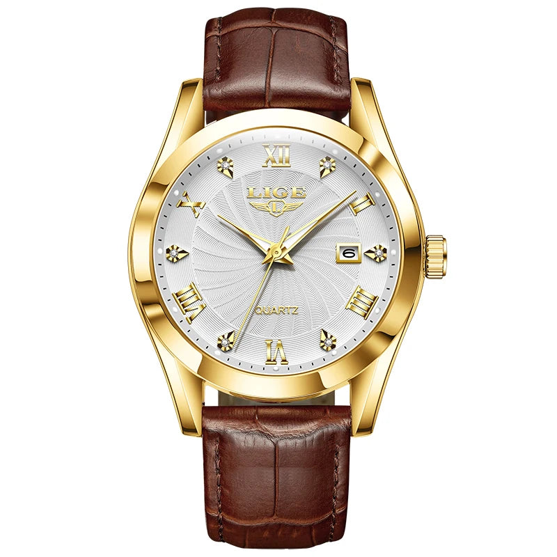 LIGE Women's Luxury Classic Watch – Waterproof Sport Leather Strap – Top Brand Fashion Timepiece for Ladies