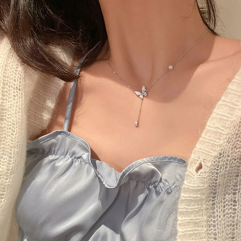 Korean Charm – Double Layer Heart & Lucky Bean Necklace