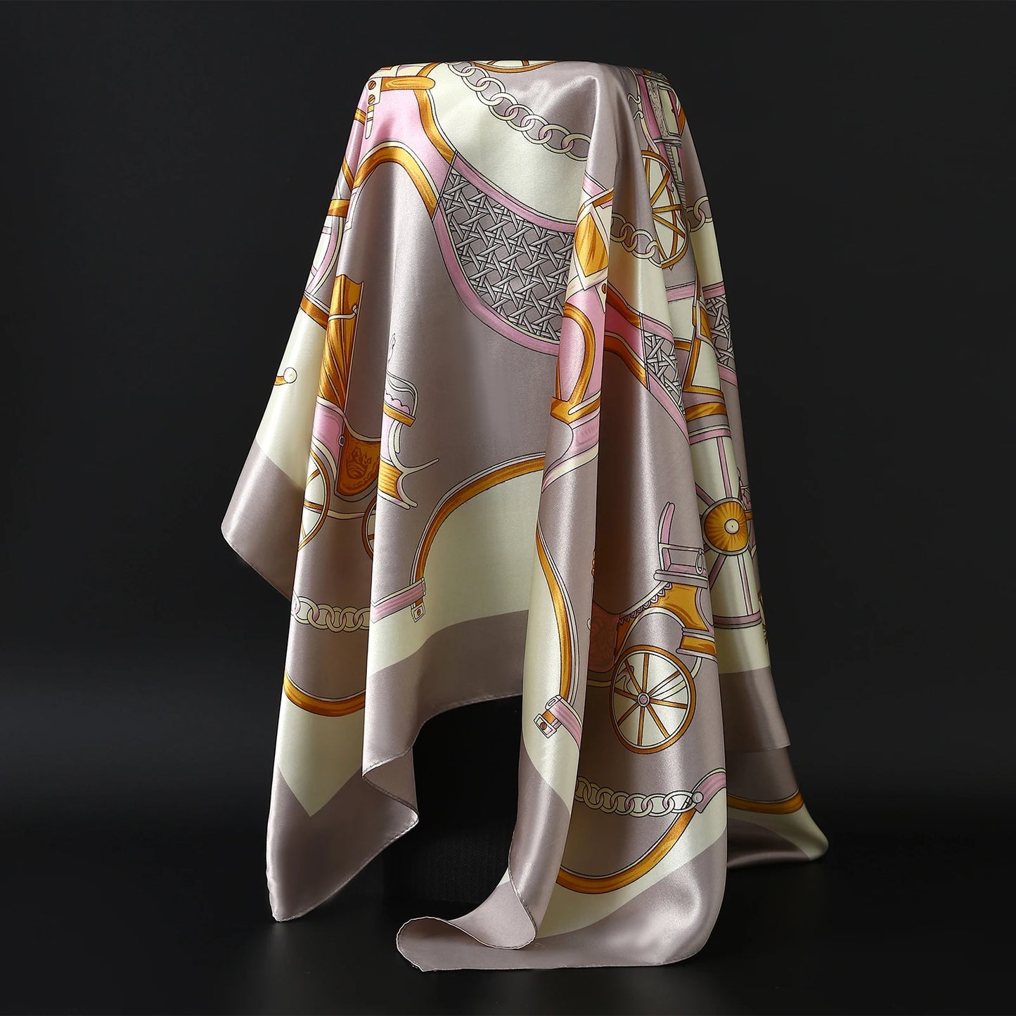 Luxury Brand Silk Scarf – Fashion Satin Foulard Shawl with Leopard Print, 90x90cm Square – Versatile Headscarf, Bandana and Pareo for Women