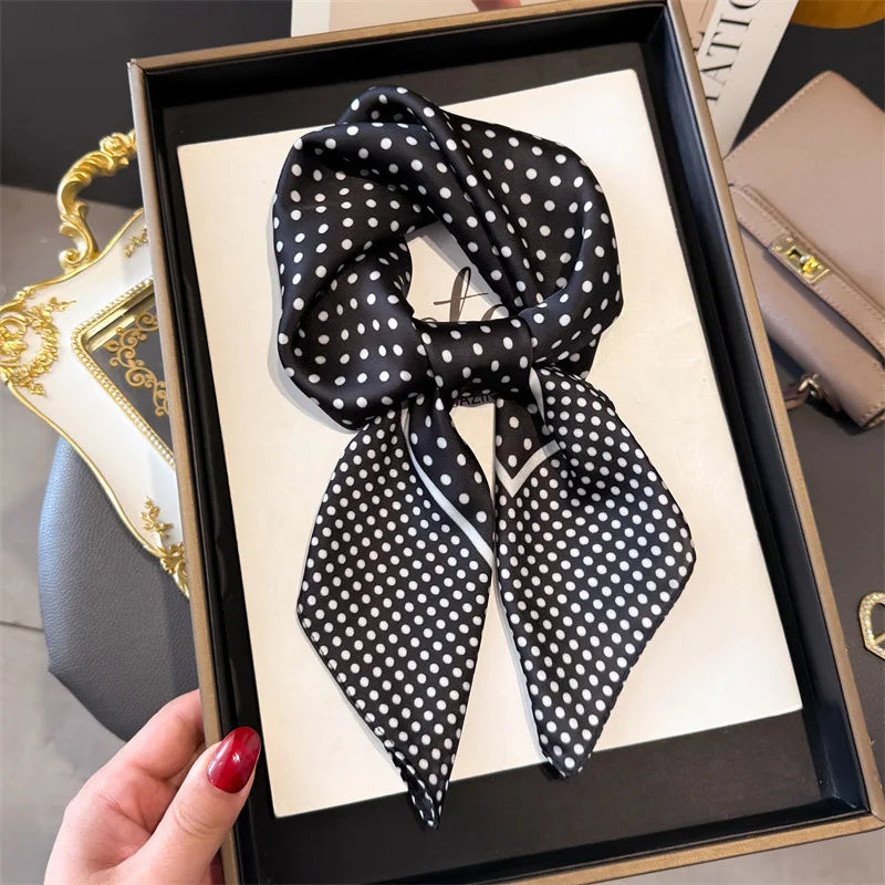 Elegant Floral Silk Scarf – Luxury 70cm Square Designer Foulard for Women | Versatile Shawl, Hijab, Hair Tie & Chic Accessory