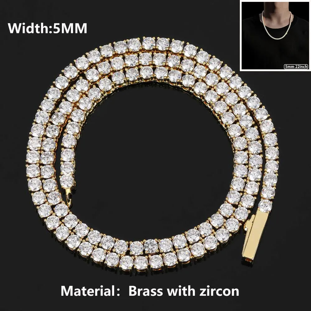 Bling Luxe – 18K Gold Plated Iced Out Tennis Chain with Custom Logo
