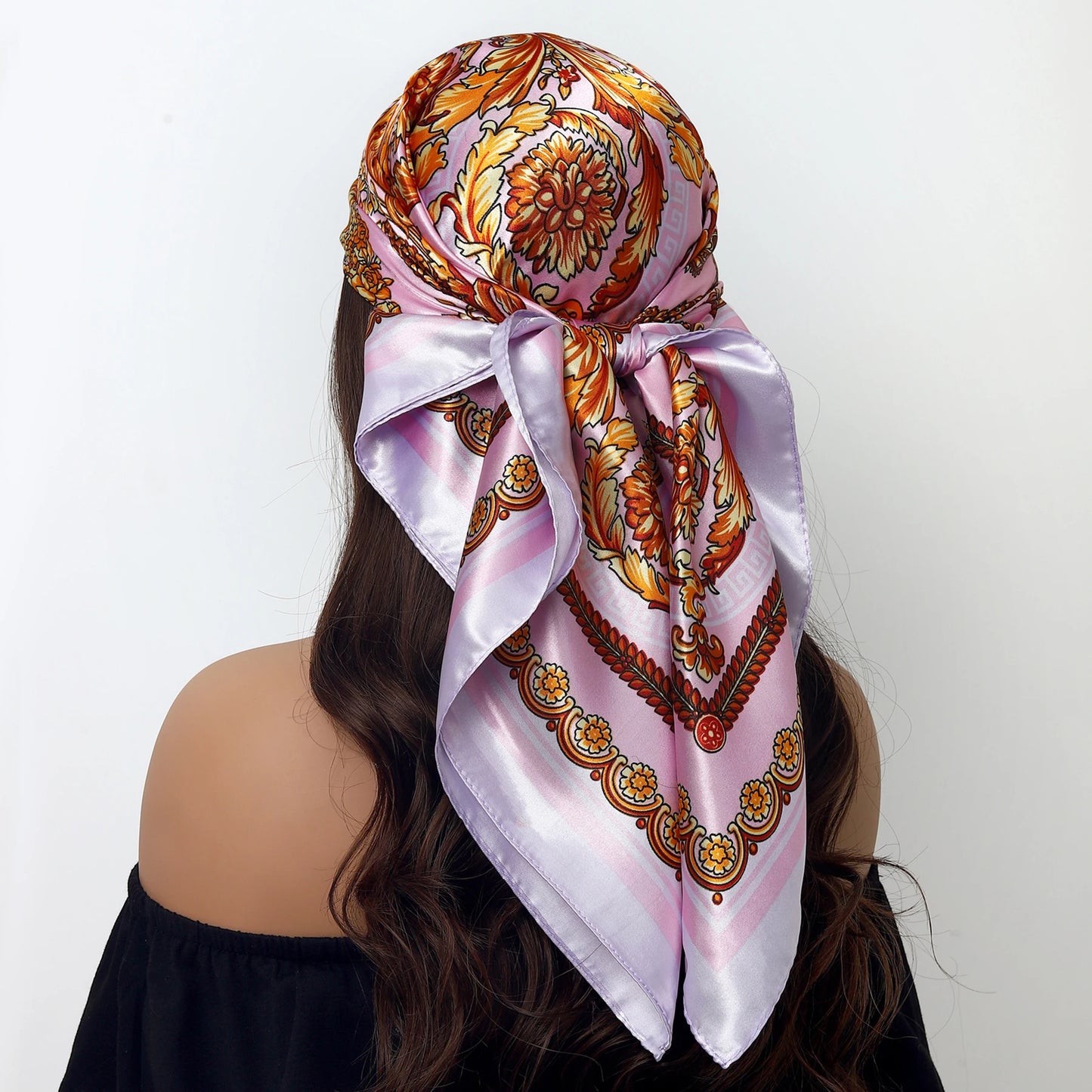 Luxury Brand Silk Scarf – Fashion Satin Foulard Shawl with Leopard Print, 90x90cm Square – Versatile Headscarf, Bandana and Pareo for Women