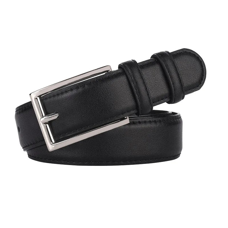 Luxury Genuine Leather Wide Belt for Women – Simple Fashion Accessory with Gold Buckle, 2.8cm Wide Brown Cowhide Belt, Perfect to Match Jeans