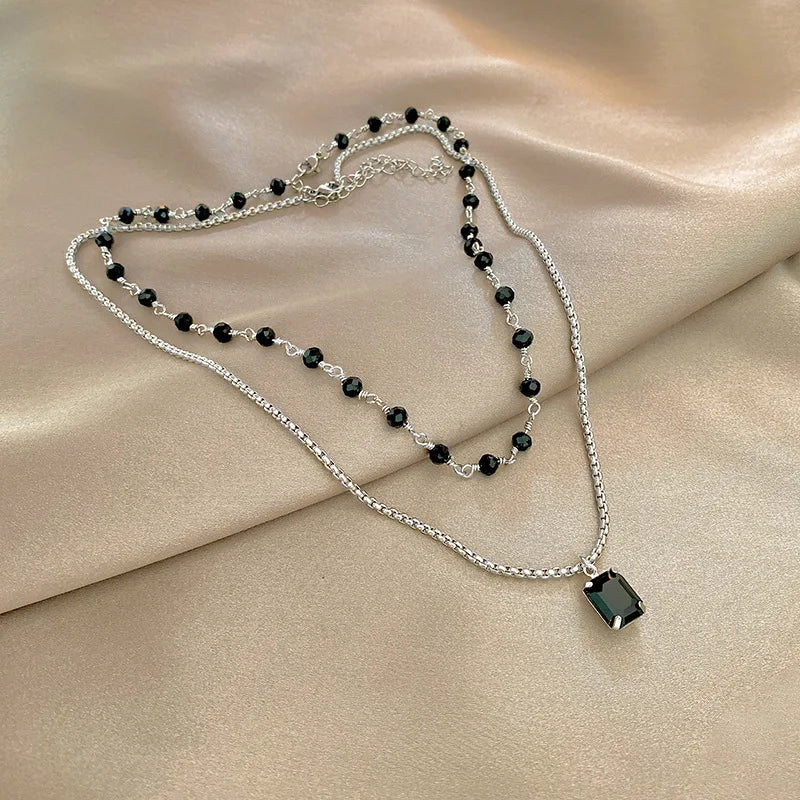 Korean Charm – Double Layer Heart & Lucky Bean Necklace
