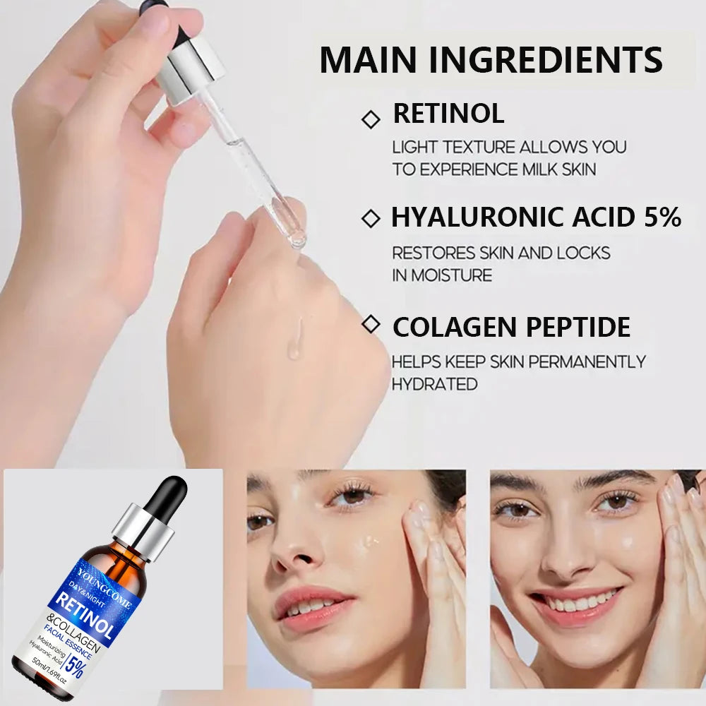 Enriched with collagen, retinol, hyaluronic acid and other powerful active ingredients, this essence helps your skin retain essential moisture and nutrients. With regular use, it promotes a smoother, firmer and more radiant c