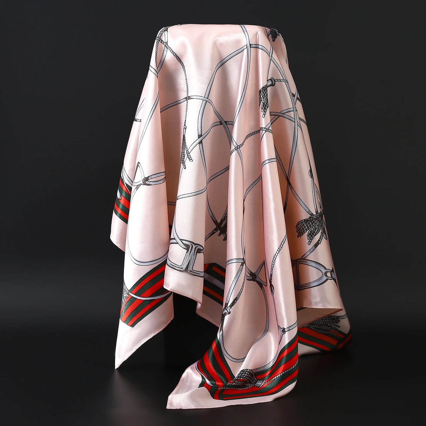 Luxury Brand Silk Scarf – Fashion Satin Foulard Shawl with Leopard Print, 90x90cm Square – Versatile Headscarf, Bandana and Pareo for Women