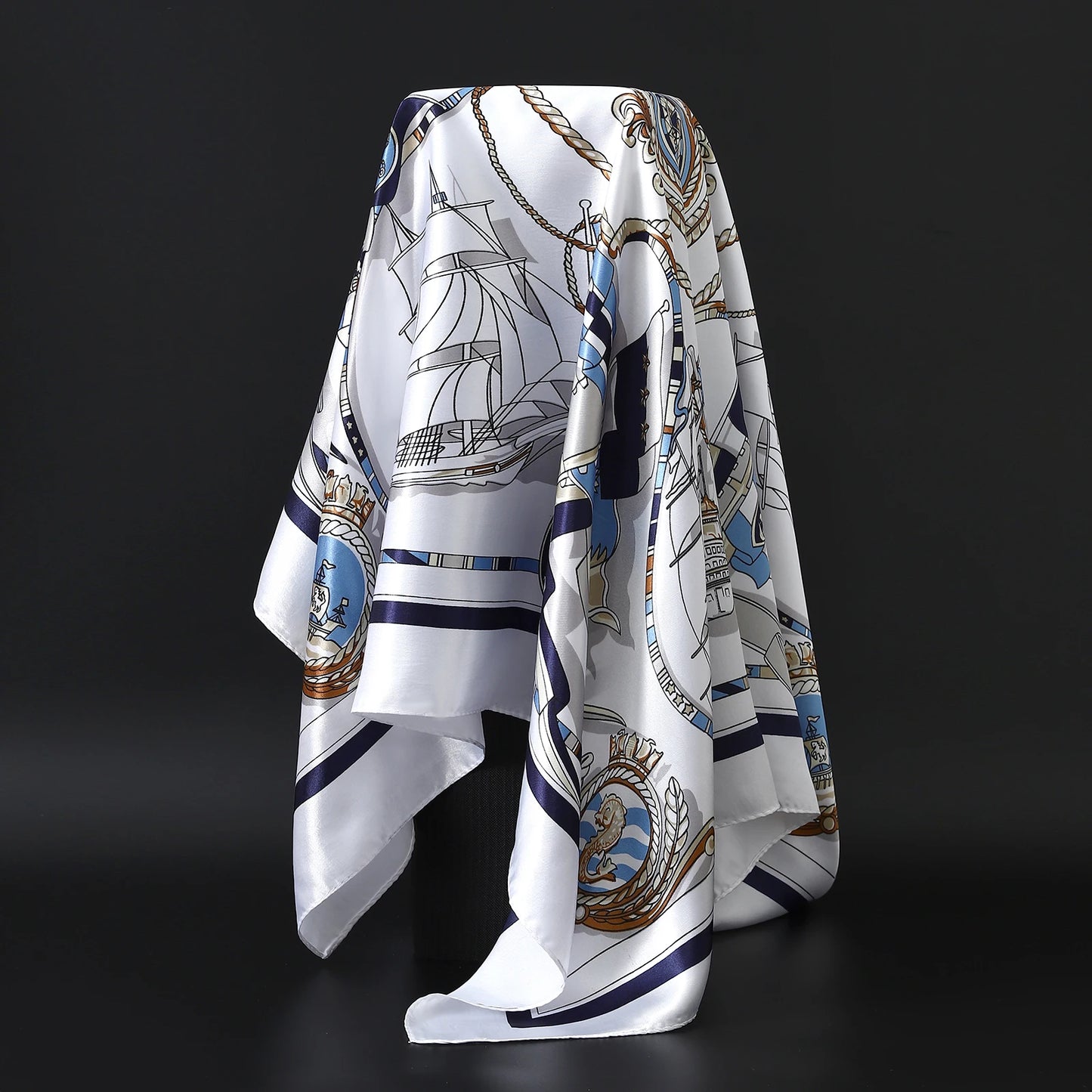 Luxury Brand Silk Scarf – Fashion Satin Foulard Shawl with Leopard Print, 90x90cm Square – Versatile Headscarf, Bandana and Pareo for Women