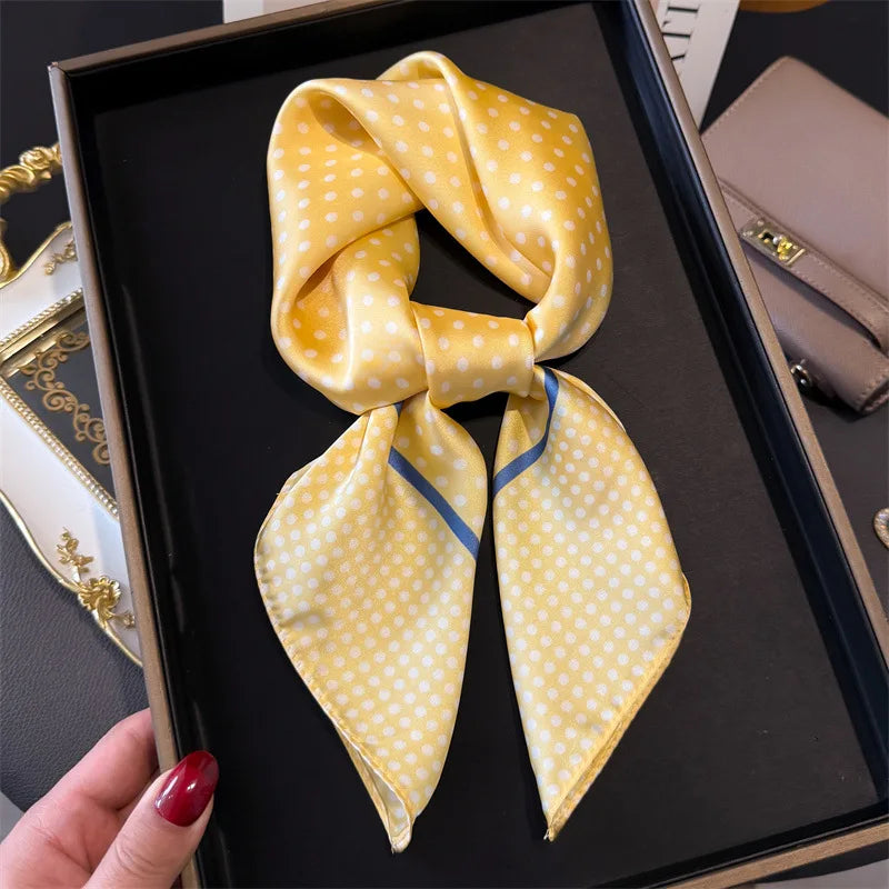 Elegant Floral Silk Scarf – Luxury 70cm Square Designer Foulard for Women | Versatile Shawl, Hijab, Hair Tie & Chic Accessory