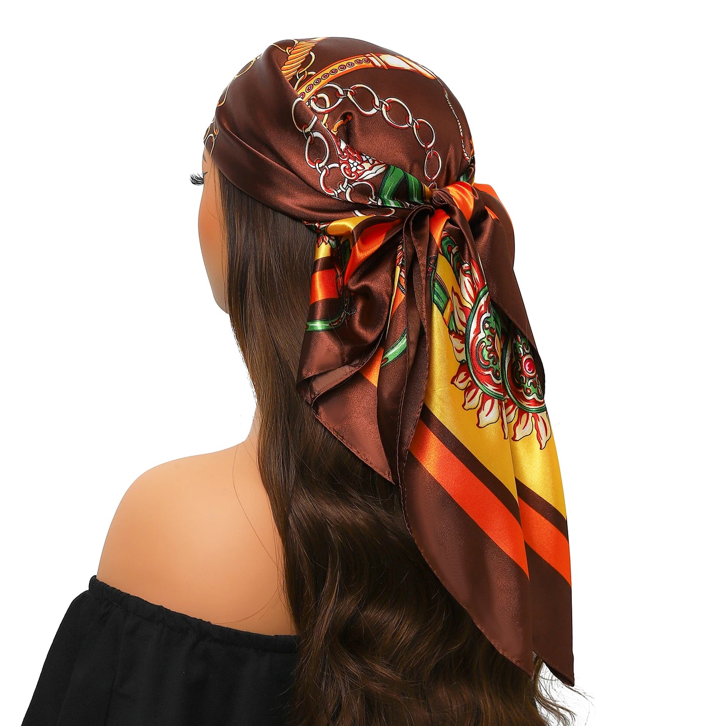 Luxury Brand Silk Scarf – Fashion Satin Foulard Shawl with Leopard Print, 90x90cm Square – Versatile Headscarf, Bandana and Pareo for Women