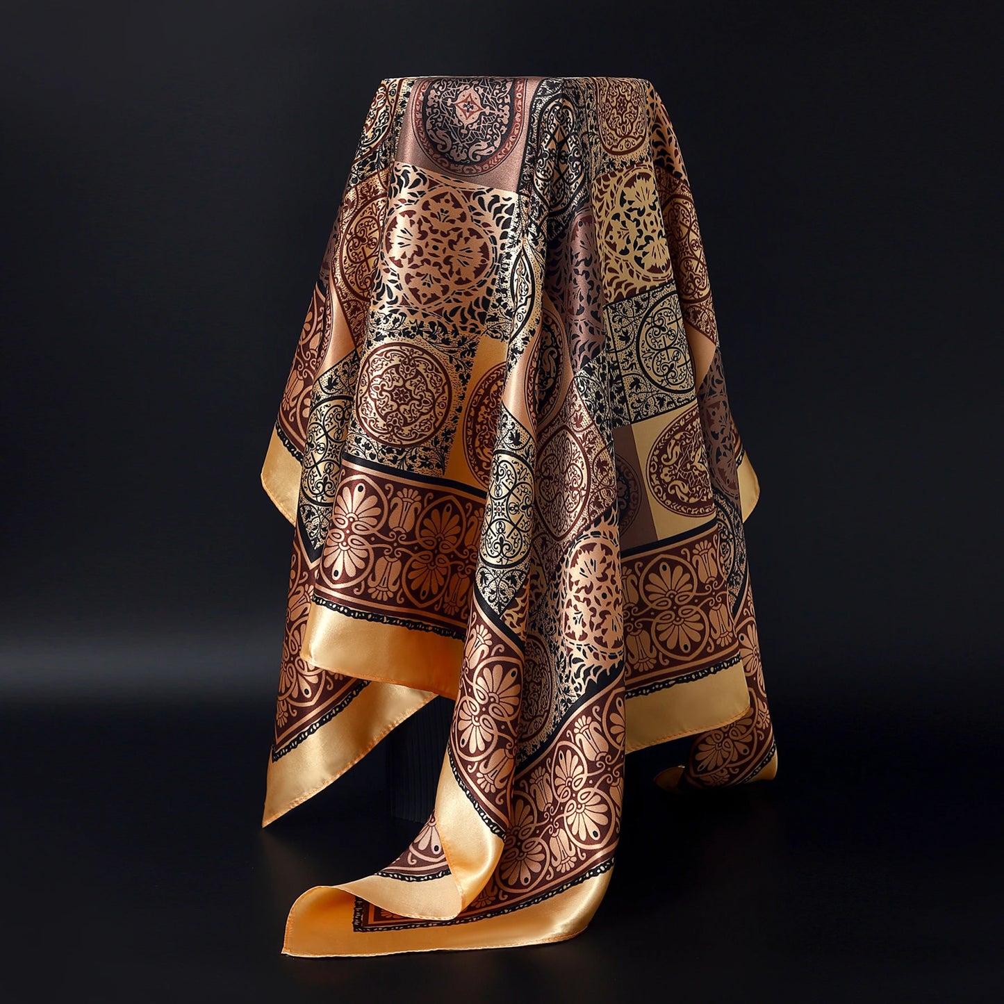 Luxury Brand Silk Scarf – Fashion Satin Foulard Shawl with Leopard Print, 90x90cm Square – Versatile Headscarf, Bandana and Pareo for Women