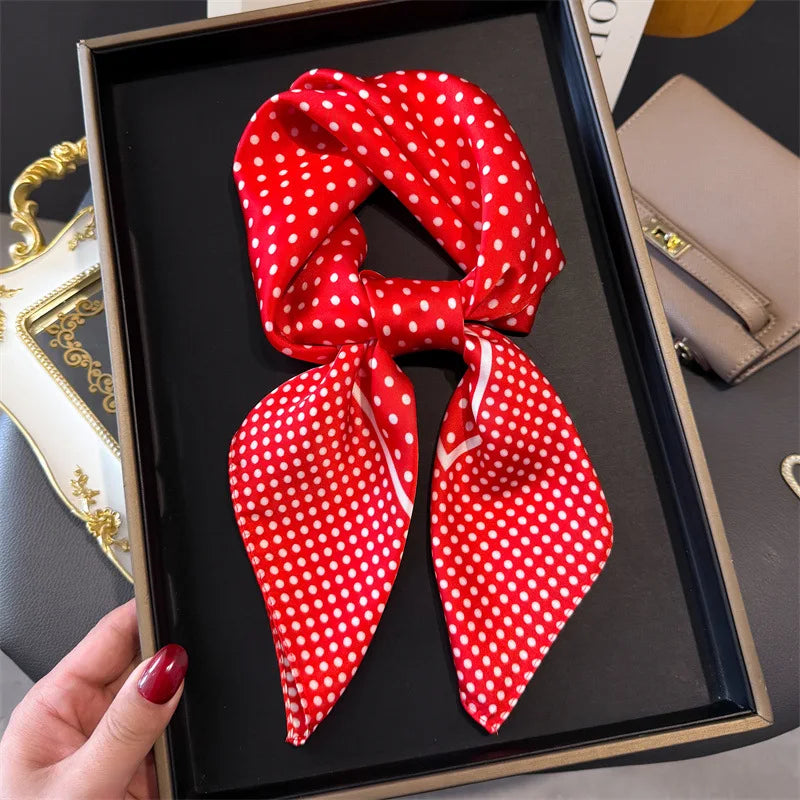 Elegant Floral Silk Scarf – Luxury 70cm Square Designer Foulard for Women | Versatile Shawl, Hijab, Hair Tie & Chic Accessory