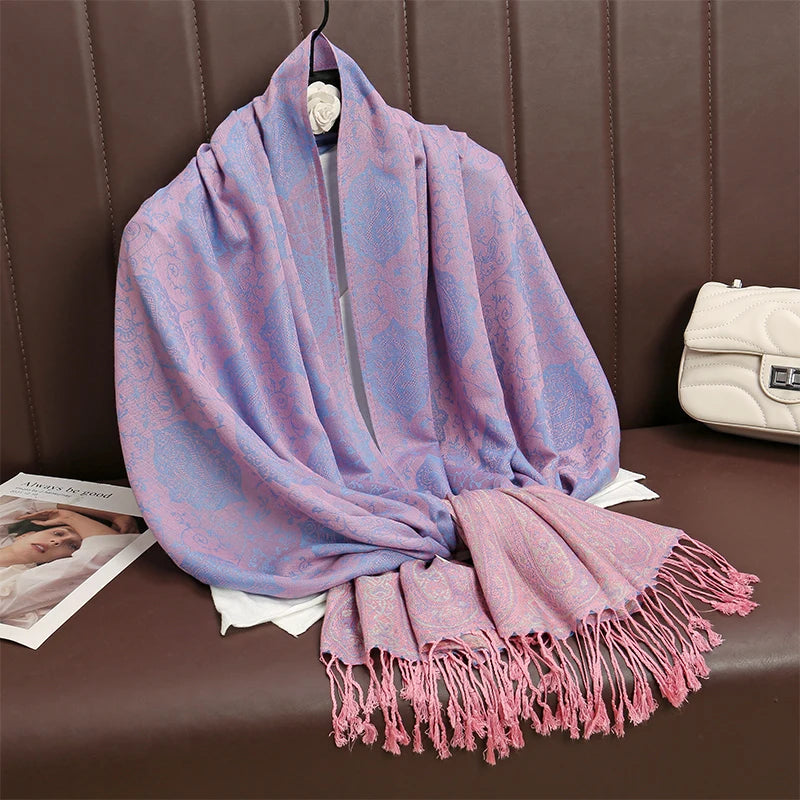 Luxury Thick Cashmere Scarf for Women 2024 – Elegant Printed Wraps & Pashmina Ponchos. Cozy Travel Blanket Shawl, Perfect for Winter Warmth. Stylish and Soft Female Stoles.