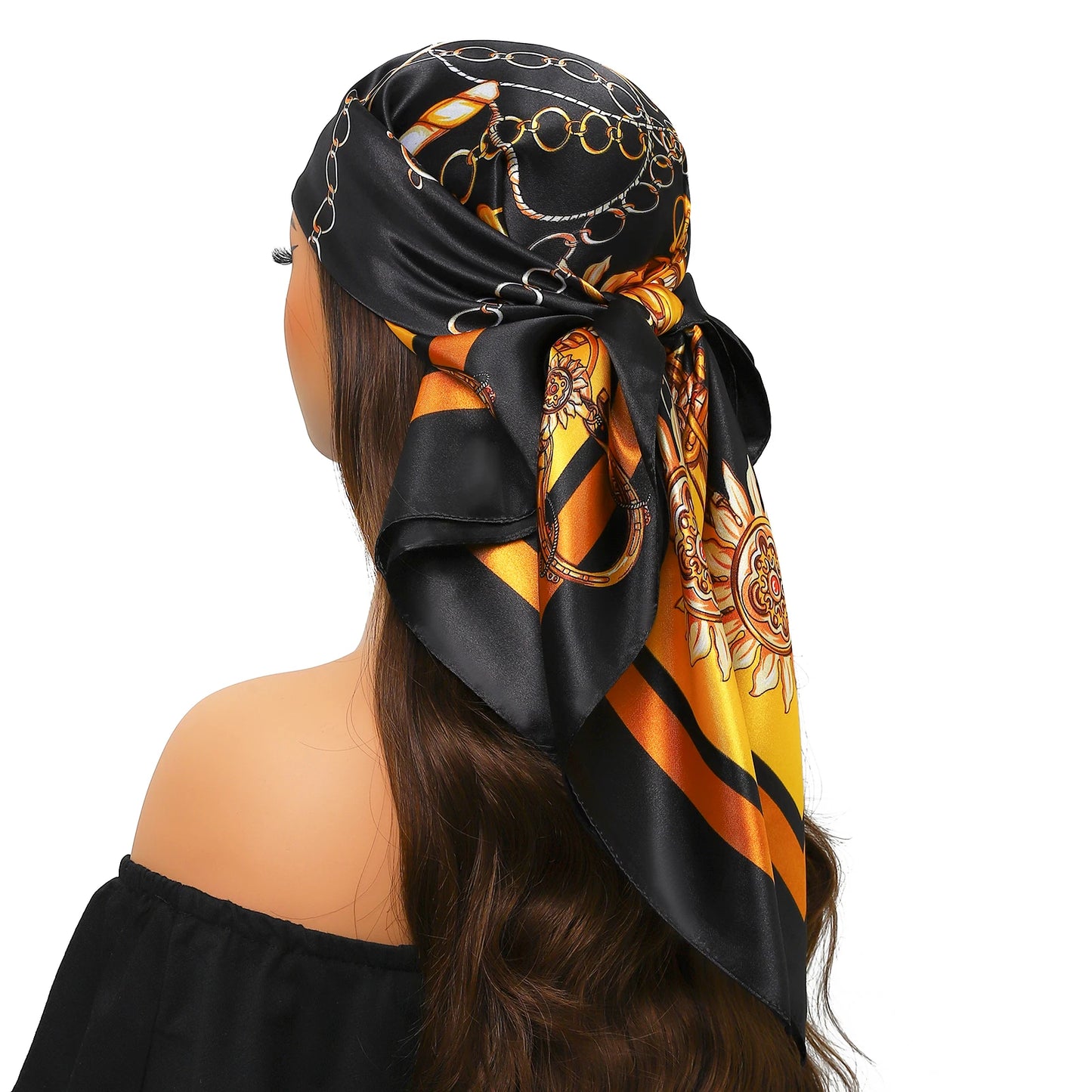 Luxury Brand Silk Scarf – Fashion Satin Foulard Shawl with Leopard Print, 90x90cm Square – Versatile Headscarf, Bandana and Pareo for Women