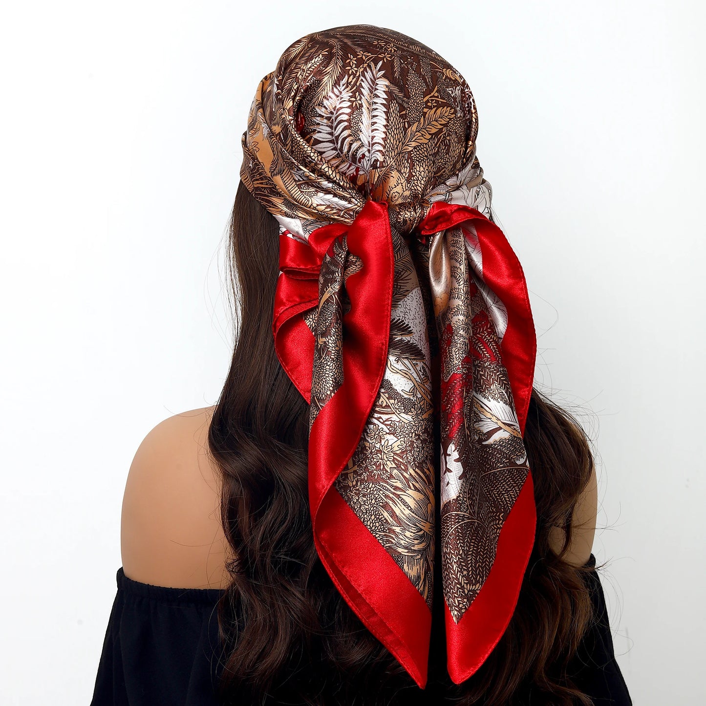 Luxury Brand Silk Scarf – Fashion Satin Foulard Shawl with Leopard Print, 90x90cm Square – Versatile Headscarf, Bandana and Pareo for Women