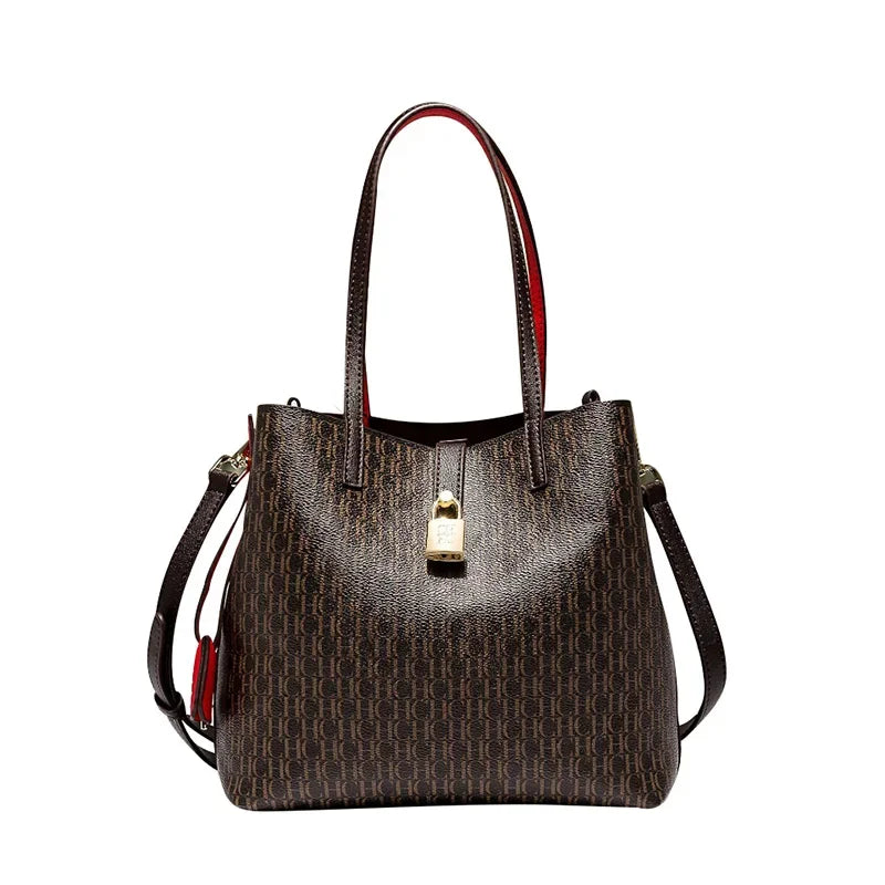 CH Premium Leather Crossbody Tote – Elegant & Spacious Daily Bag for Modern Women | Letter Print Design | Versatile & Stylish