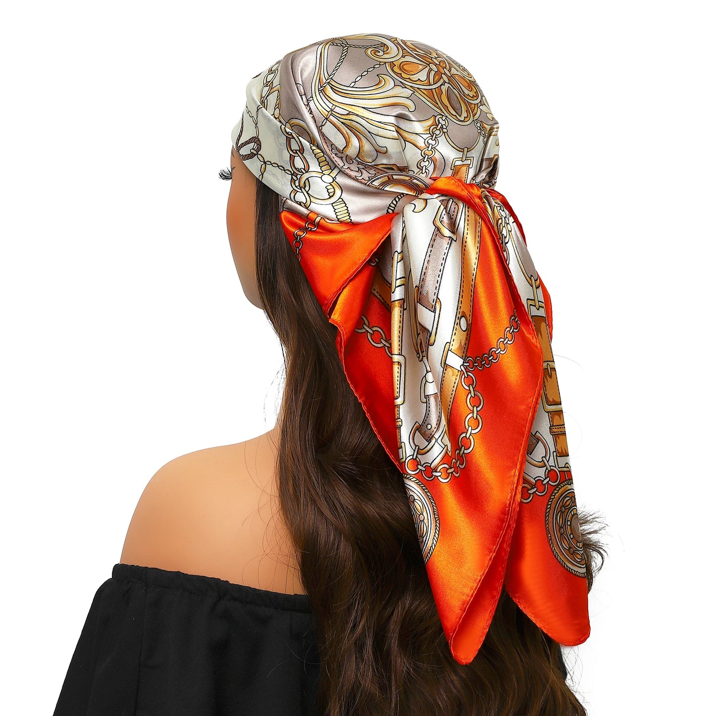 Luxury Brand Silk Scarf – Fashion Satin Foulard Shawl with Leopard Print, 90x90cm Square – Versatile Headscarf, Bandana and Pareo for Women