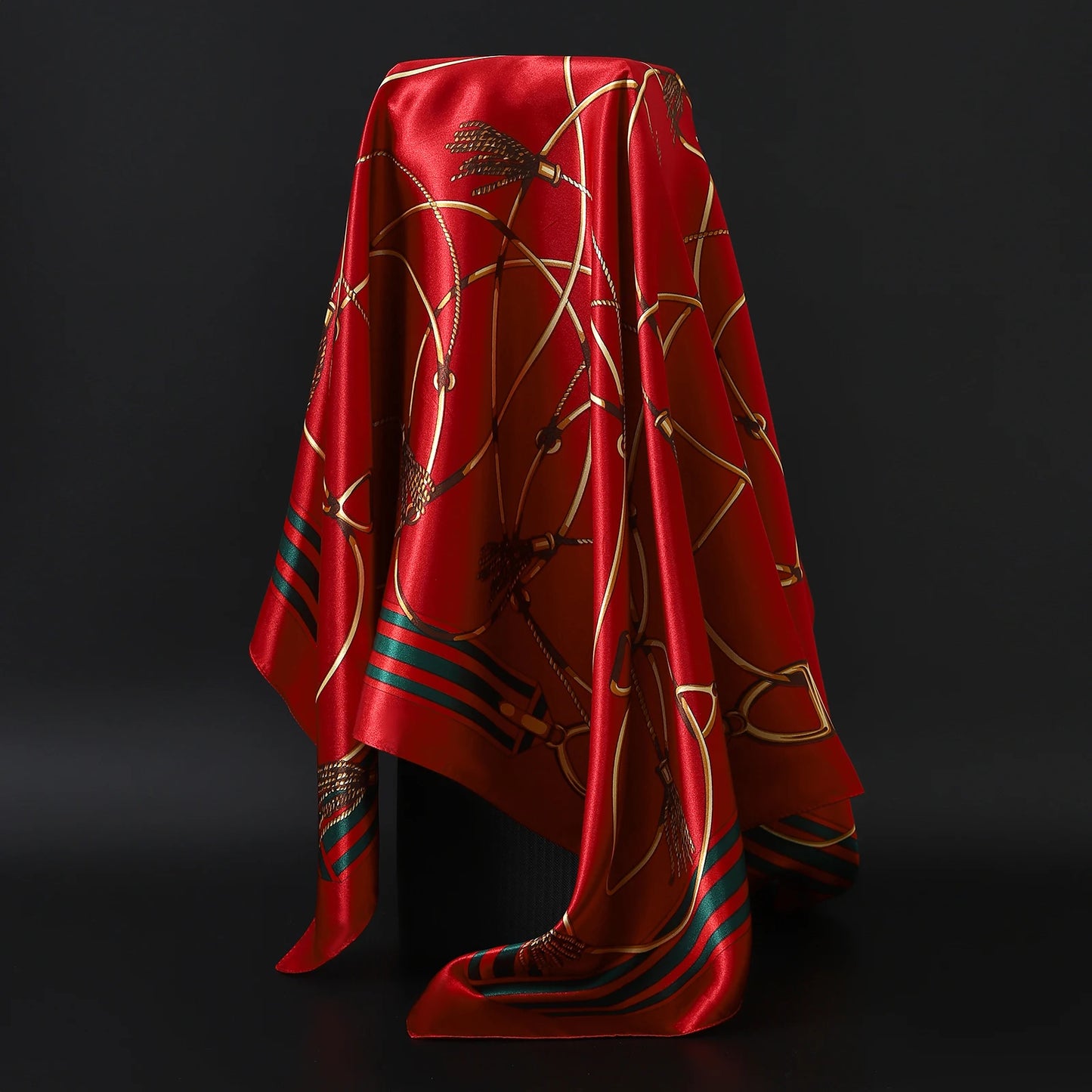 Luxury Brand Silk Scarf – Fashion Satin Foulard Shawl with Leopard Print, 90x90cm Square – Versatile Headscarf, Bandana and Pareo for Women