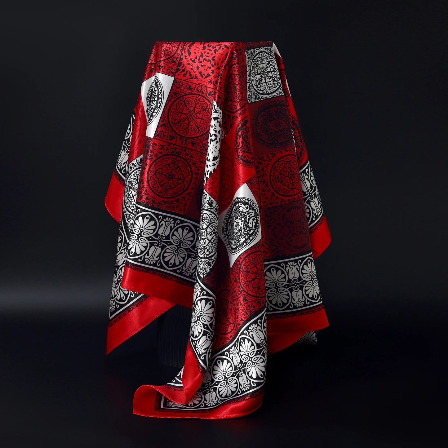 Luxury Brand Silk Scarf – Fashion Satin Foulard Shawl with Leopard Print, 90x90cm Square – Versatile Headscarf, Bandana and Pareo for Women