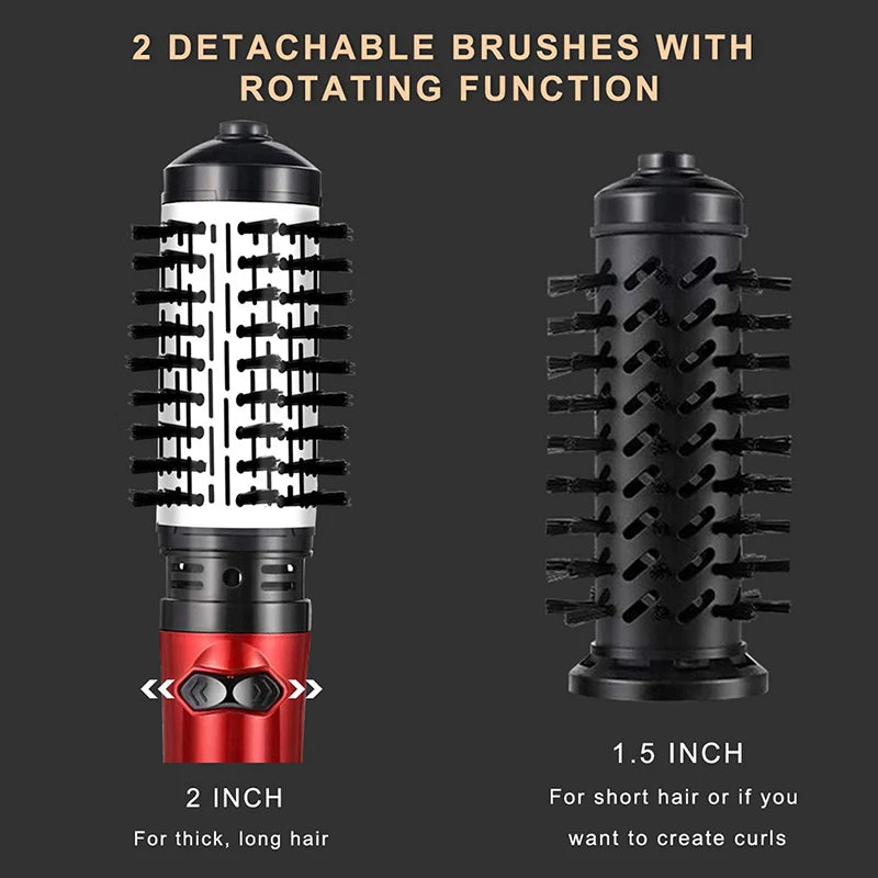 2 in 1 Rotating Electric Hair Straightener Brush Hair Curler Hair Dryer Brush Hot Air Comb Negative Ion Hair Styler Comb