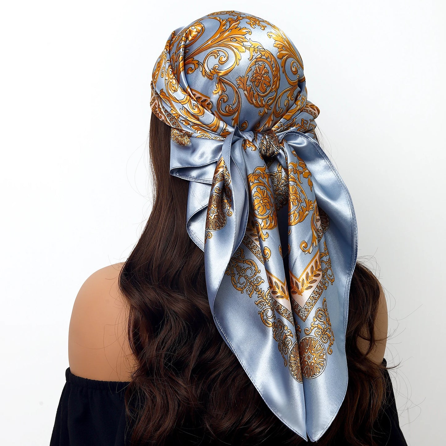 Luxury Brand Silk Scarf – Fashion Satin Foulard Shawl with Leopard Print, 90x90cm Square – Versatile Headscarf, Bandana and Pareo for Women