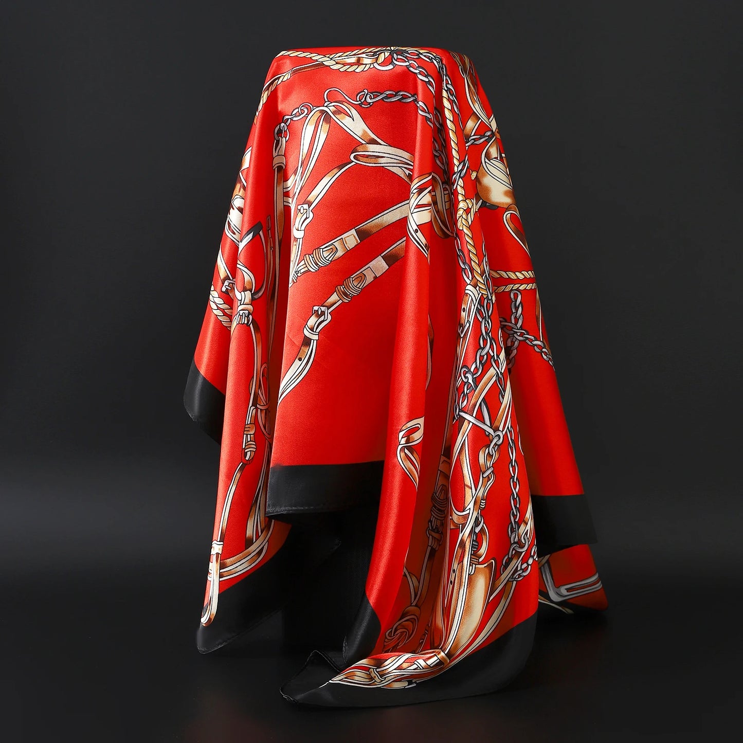 Luxury Brand Silk Scarf – Fashion Satin Foulard Shawl with Leopard Print, 90x90cm Square – Versatile Headscarf, Bandana and Pareo for Women