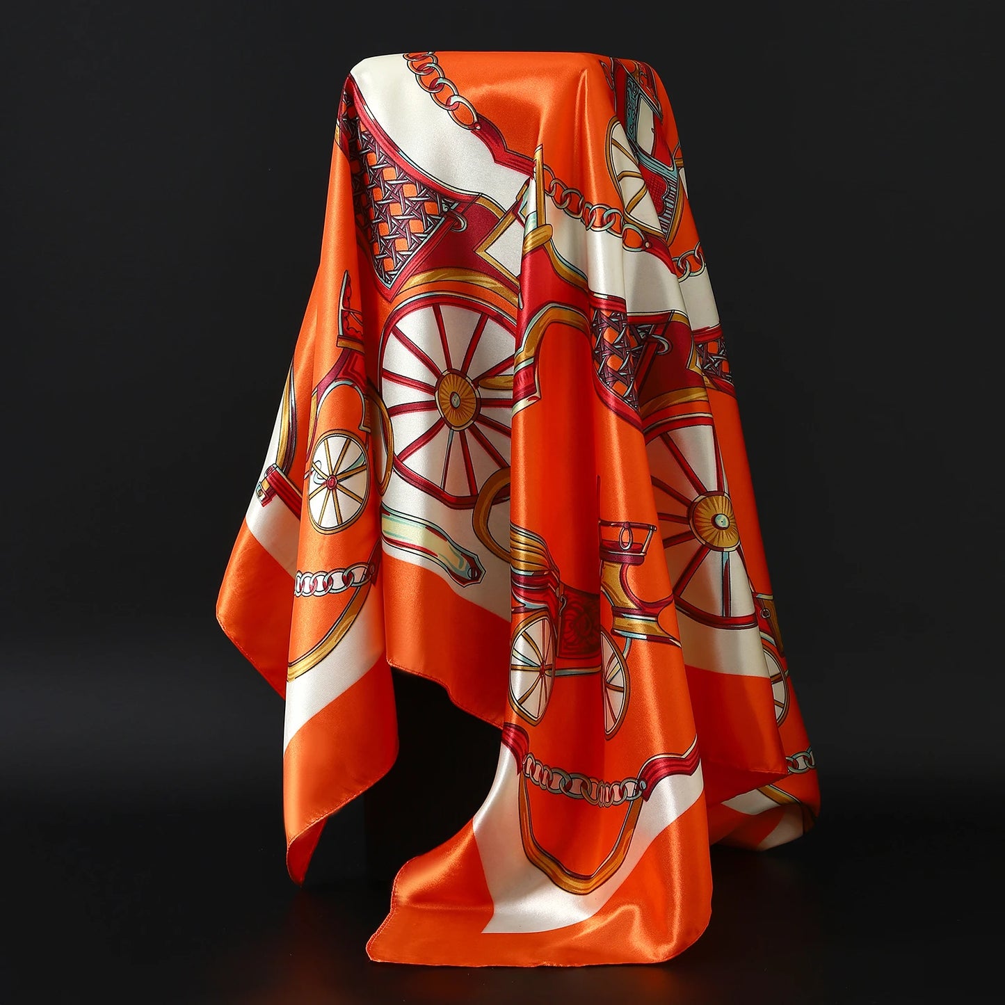 Luxury Brand Silk Scarf – Fashion Satin Foulard Shawl with Leopard Print, 90x90cm Square – Versatile Headscarf, Bandana and Pareo for Women