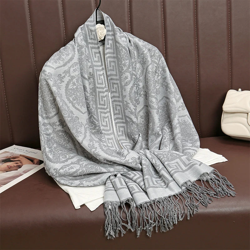 Luxury Thick Cashmere Scarf for Women 2024 – Elegant Printed Wraps & Pashmina Ponchos. Cozy Travel Blanket Shawl, Perfect for Winter Warmth. Stylish and Soft Female Stoles.