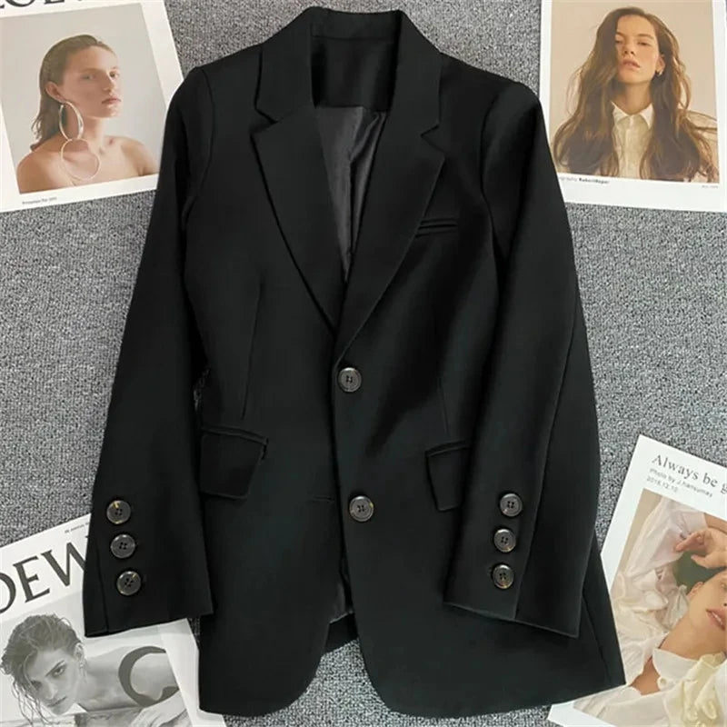 Korean-Inspired Chic – Versatile Long Sleeve Blazer for Modern Women