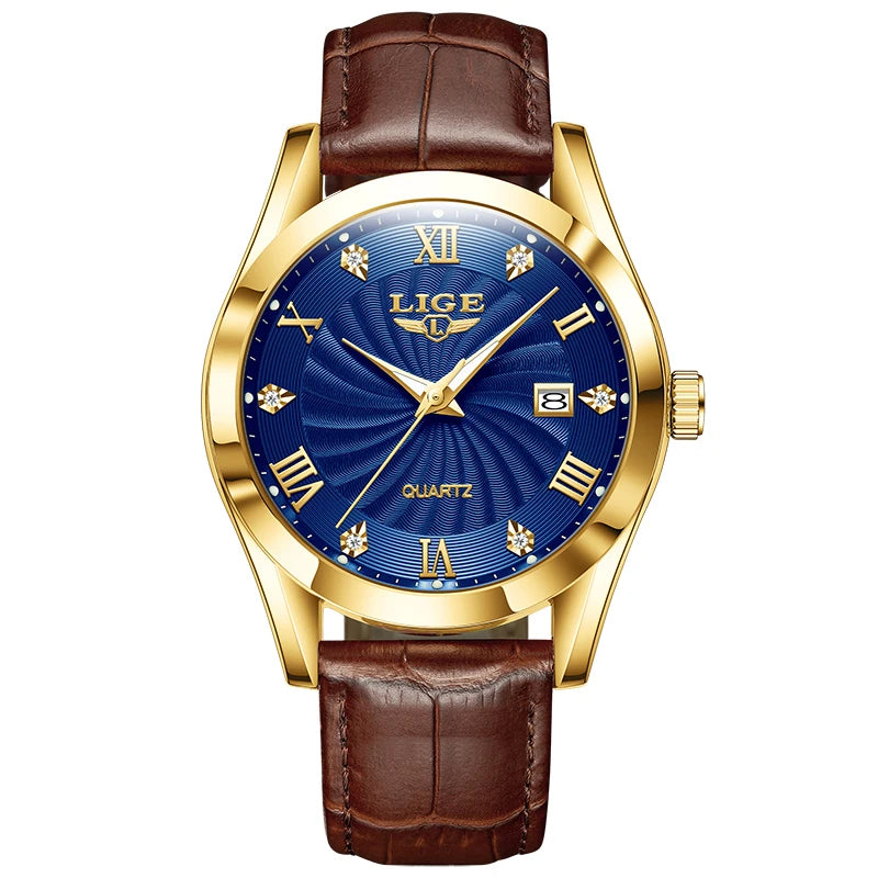 LIGE Women's Luxury Classic Watch – Waterproof Sport Leather Strap – Top Brand Fashion Timepiece for Ladies